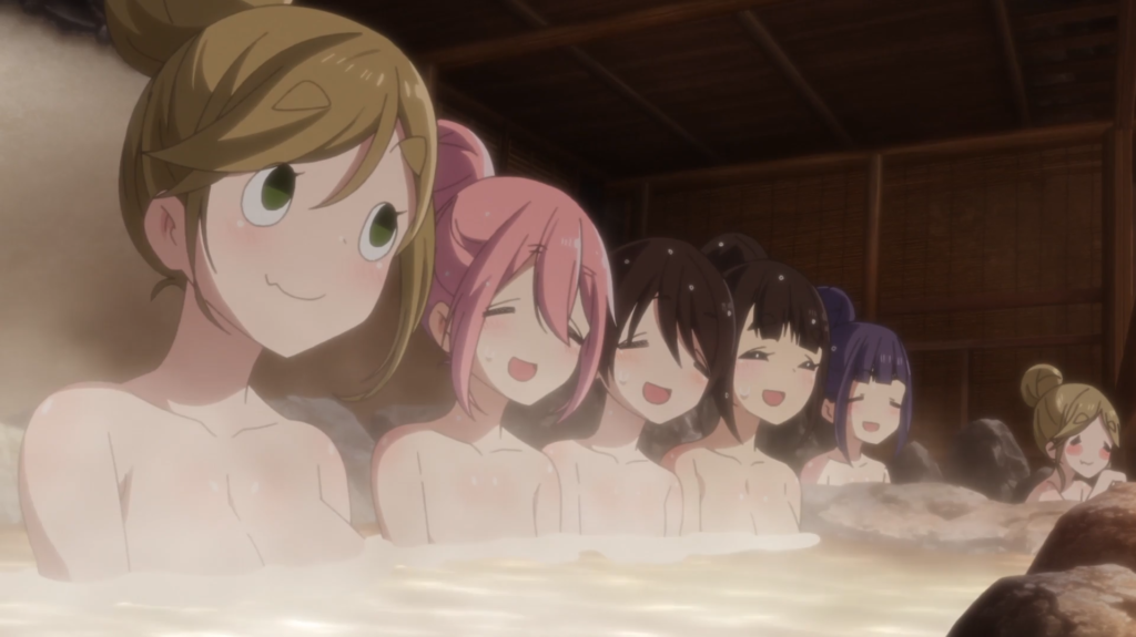 C-Station制作のアニメ『ゆるキャン△』2期の犬山あおい（犬子）の温泉での胸はかなり大きい。