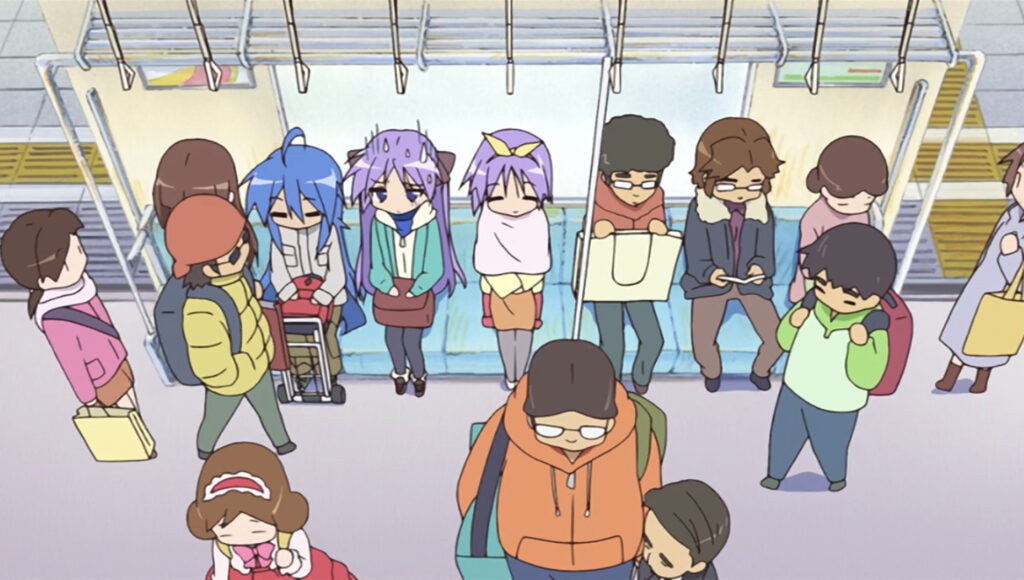 2003年の連載開始から20周年を迎えたアニメ『らき☆すた』の第12話「お祭りへいこう」の「コミケは戦場」では、電車にオタクっぽい人たちがたくさん乗ってくる